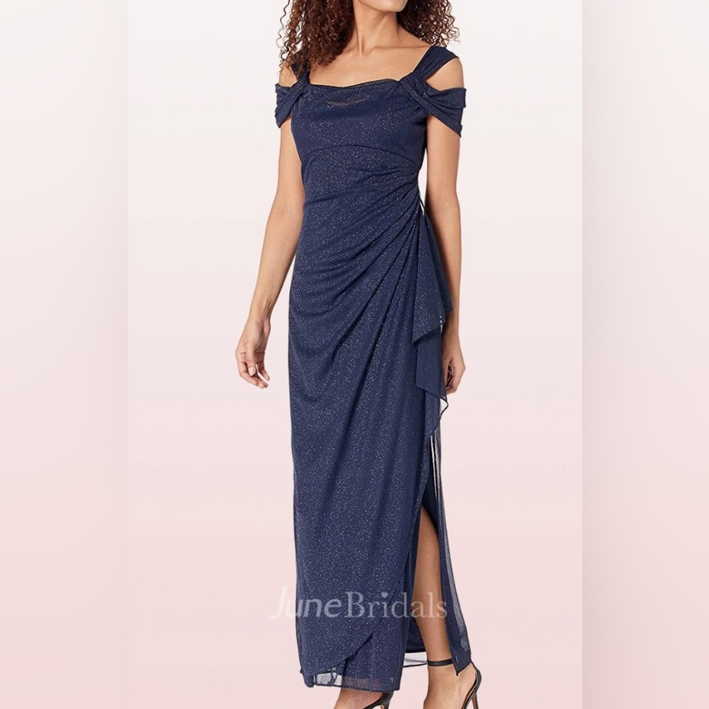 Alex evenings Modern Sheath Off-the-shoulder Sequins Sleeveless Bridesmaid prom
